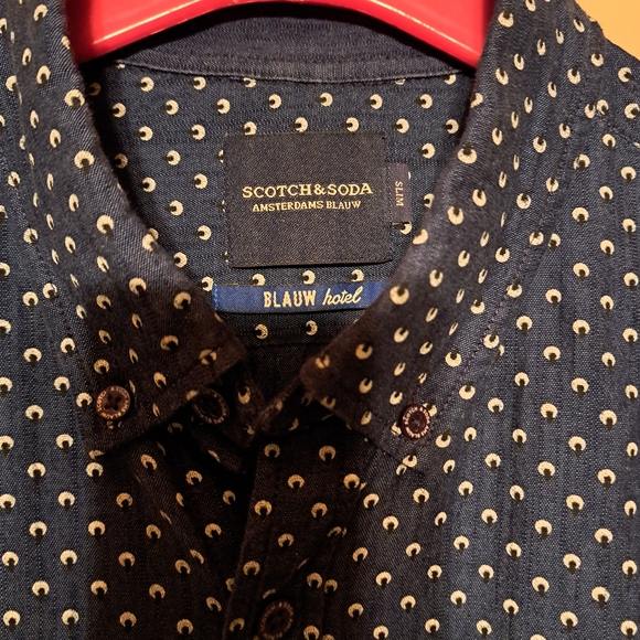 Scotch & Soda Navy Blue Patterned Button Down Shirt - Picture 2 of 7